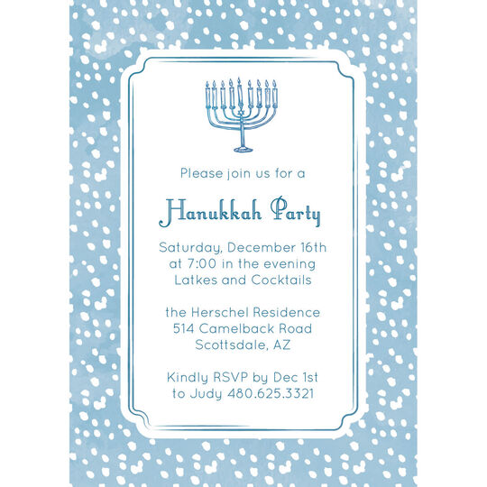 Dotted Border Hanukkah Invitations
